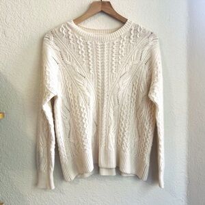 Magaschoni 100% Cashmere Cable Knit Sweater Cream Small